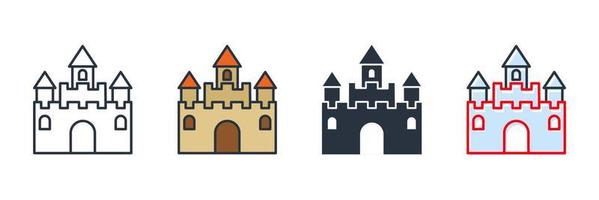 Ilustración de vector de logotipo de icono de edificio de castillo. plantilla de símbolo de castillo para la colección de diseño gráfico y web