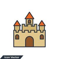 Ilustración de vector de logotipo de icono de edificio de castillo. plantilla de símbolo de castillo para la colección de diseño gráfico y web