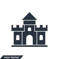 Ilustración de vector de logotipo de icono de edificio de fortaleza. plantilla de símbolo de fortaleza para la colección de diseño gráfico y web