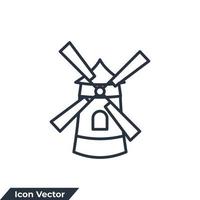 wind mill building icon logo vector illustration. wind turbine symbol template for graphic and web design collection