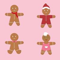 Gingerbread cookies with different emotions. Winter candy and Christmas holiday candy decoration vector illustration.