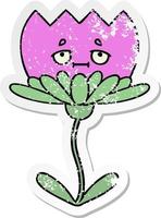 distressed sticker of a cute cartoon flower vector