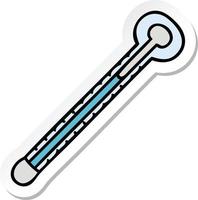 sticker of a quirky hand drawn cartoon thermometer vector