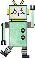 robot de dibujos animados de textura grunge retro vector