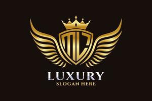 Luxury royal wing Letter ML crest Gold color Logo vector, Victory logo, crest logo, wing logo, vector logo template.