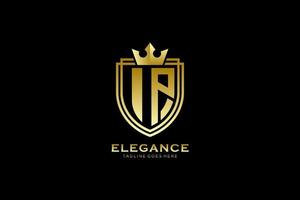 initial IP elegant luxury monogram logo or badge template with scrolls and royal crown - perfect for luxurious branding projects vector