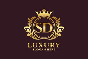 Initial SD Letter Royal Luxury Logo template in vector art for luxurious branding projects and other vector illustration.