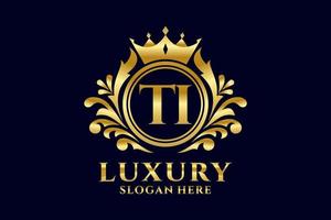 Initial TI Letter Royal Luxury Logo template in vector art for luxurious branding projects and other vector illustration.