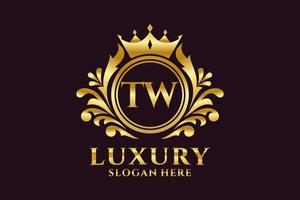 Initial TW Letter Royal Luxury Logo template in vector art for luxurious branding projects and other vector illustration.