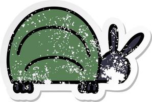 distressed sticker of a cute cartoon green bug vector