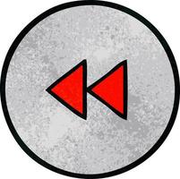 retro grunge texture cartoon rewind button vector
