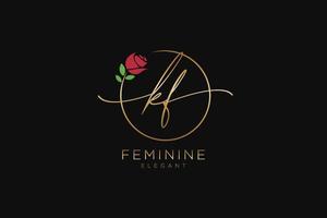 initial KF Feminine logo beauty monogram and elegant logo design, handwriting logo of initial signature, wedding, fashion, floral and botanical with creative template. vector