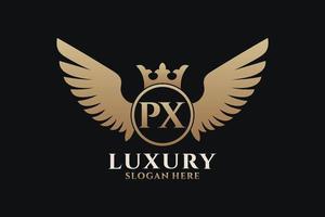 Luxury royal wing Letter PX crest Gold color Logo vector, Victory logo, crest logo, wing logo, vector logo template.