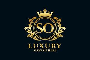 Initial SO Letter Royal Luxury Logo template in vector art for luxurious branding projects and other vector illustration.