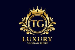 Initial TG Letter Royal Luxury Logo template in vector art for luxurious branding projects and other vector illustration.