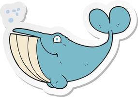 sticker of a cartoon whale vector