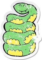 distressed sticker of a cartoon snake vector