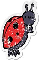 distressed sticker of a cartoon ladybug vector