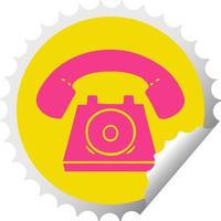 circular peeling sticker cartoon old telephone vector