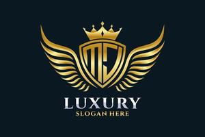 Luxury royal wing Letter MJ crest Gold color Logo vector, Victory logo, crest logo, wing logo, vector logo template.