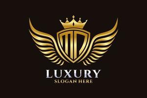 Luxury royal wing Letter MN crest Gold color Logo vector, Victory logo, crest logo, wing logo, vector logo template.