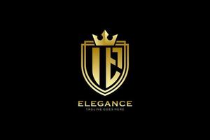 initial IT elegant luxury monogram logo or badge template with scrolls and royal crown - perfect for luxurious branding projects vector