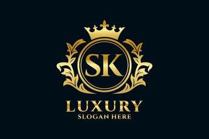 Initial SK Letter Royal Luxury Logo template in vector art for luxurious branding projects and other vector illustration.