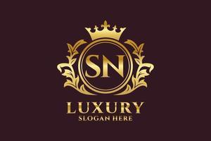 Initial SN Letter Royal Luxury Logo template in vector art for luxurious branding projects and other vector illustration.