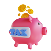 3D illustration piggy bank and tax png