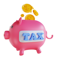 3D illustration piggy bank and tax png