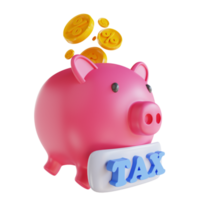 3D illustration piggy bank and tax png