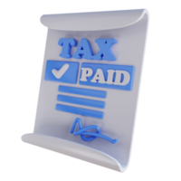 document de paiement d'impôt illustration 3d png