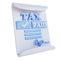 3D illustration tax payment document png