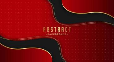 Abstract red and black shapes background with golden lines. Overlap layer textured background design vector