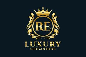 Initial RE Letter Royal Luxury Logo template in vector art for luxurious branding projects and other vector illustration.