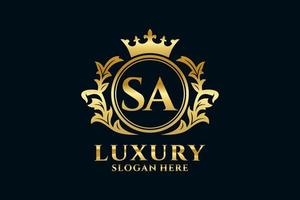 Initial SA Letter Royal Luxury Logo template in vector art for luxurious branding projects and other vector illustration.