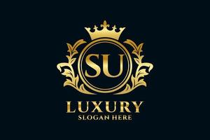 Initial SU Letter Royal Luxury Logo template in vector art for luxurious branding projects and other vector illustration.