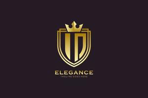 initial IN elegant luxury monogram logo or badge template with scrolls and royal crown - perfect for luxurious branding projects vector