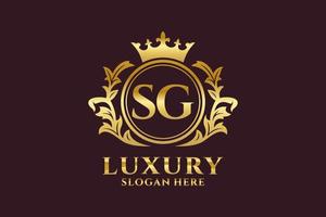 Initial SG Letter Royal Luxury Logo template in vector art for luxurious branding projects and other vector illustration.