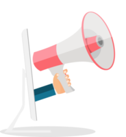 Hand with Megaphone and Computer png