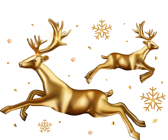 ciervo dorado con decoración navideña de copos de nieve png