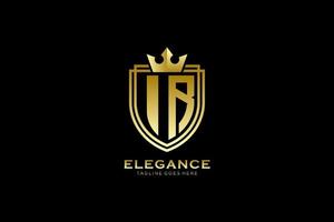 initial IR elegant luxury monogram logo or badge template with scrolls and royal crown - perfect for luxurious branding projects vector