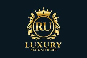 Initial RU Letter Royal Luxury Logo template in vector art for luxurious branding projects and other vector illustration.