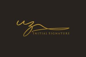 Initial UZ Letter Signature Logo Template elegant design logo. Hand drawn Calligraphy lettering Vector illustration.