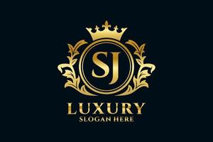 Initial SJ Letter Royal Luxury Logo template in vector art for luxurious branding projects and other vector illustration.