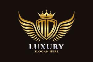 Luxury royal wing Letter MD crest Gold color Logo vector, Victory logo, crest logo, wing logo, vector logo template.