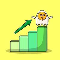 fried eggs cute businessman with a deflation chart vector