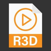 Modern flat design of R3D file icon for web vector