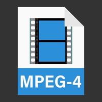 diseño plano moderno del icono de archivo de ilustración mpeg-4 para web vector