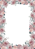 Watercolor Rose flower frame,  illustration hand paint flowers border with copy space for text,Spring Floral png